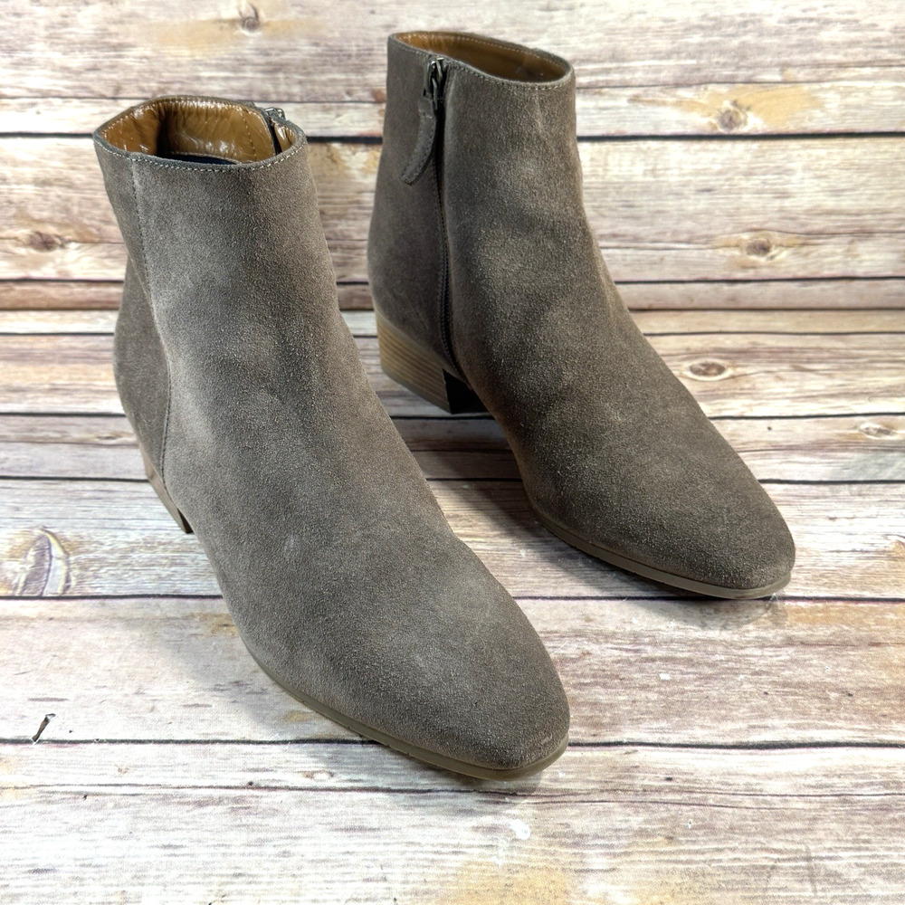 Aqualtalia Womens Taupe Brown Fuoco Suede Stacked Heel Ankle Boots 8